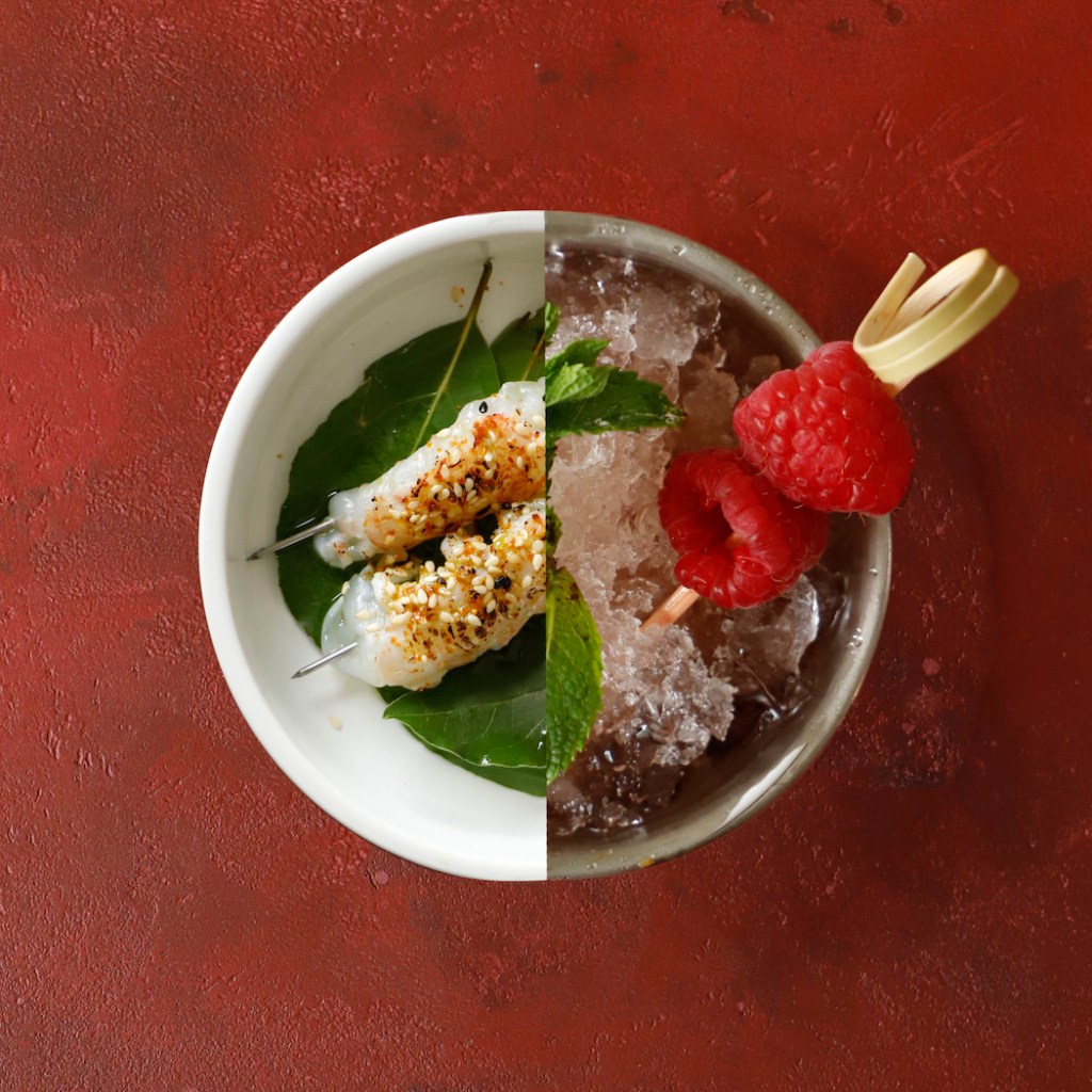 Mint Julep e spiedini di scampi